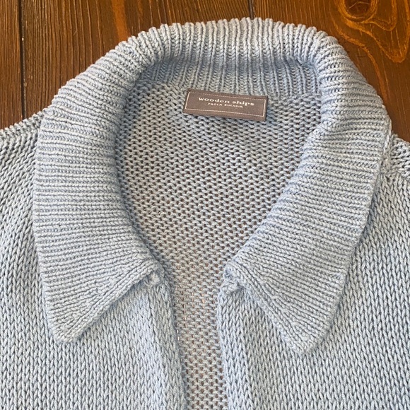 Wooden Ships Knit Tie Front Light Blue Cardigan - Picture 2 of 11
